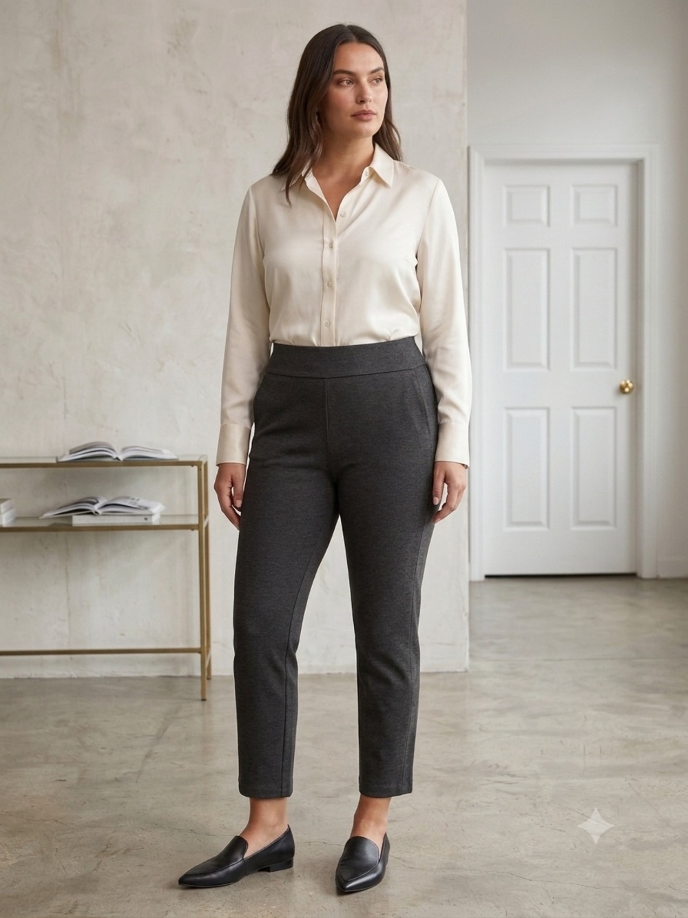 Express Women's Charcoal Slim Ankle Ponte Pants